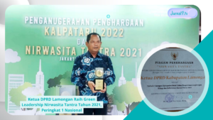 Ketua DPRD Lamongan Raih Green Leadership Nirwasita Tantra Tahun 2021, Peringkat 1 Nasional