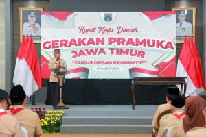 Tingkatkan Produktifitas Anggota Pramuka, Gubernur Khofifah Canangkan Program Satu Gugus Depan Satu Produk Wirausaha