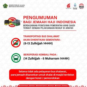 Bus Salawat Berhenti Sementara dari 6 – 13 Zulhijah 1444 H