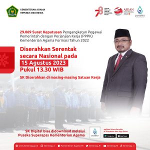 SK PPPK Kemenag Diserahkan Serentak 15 Agustus 2023