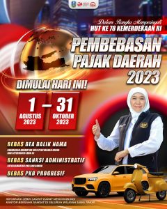 Kembali Bebaskan Pajak Kendaraan, Gubernur Khofifah: Sambut Bulan Kemerdekaan dan HUT Provinsi Jatim